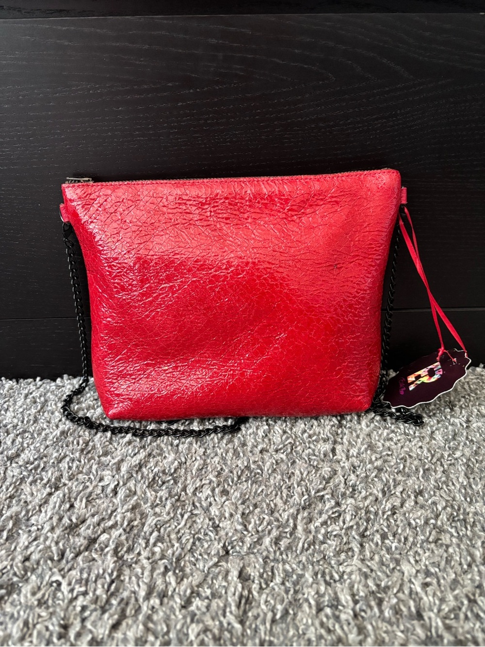 Estela Rosso Two-Tones Italian Leather Crossbody Bag Red-Cream